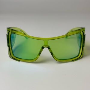 BRAND NE VERSACE VE4451 54208N Transparent Green Mirror Wraparound Sunglasses